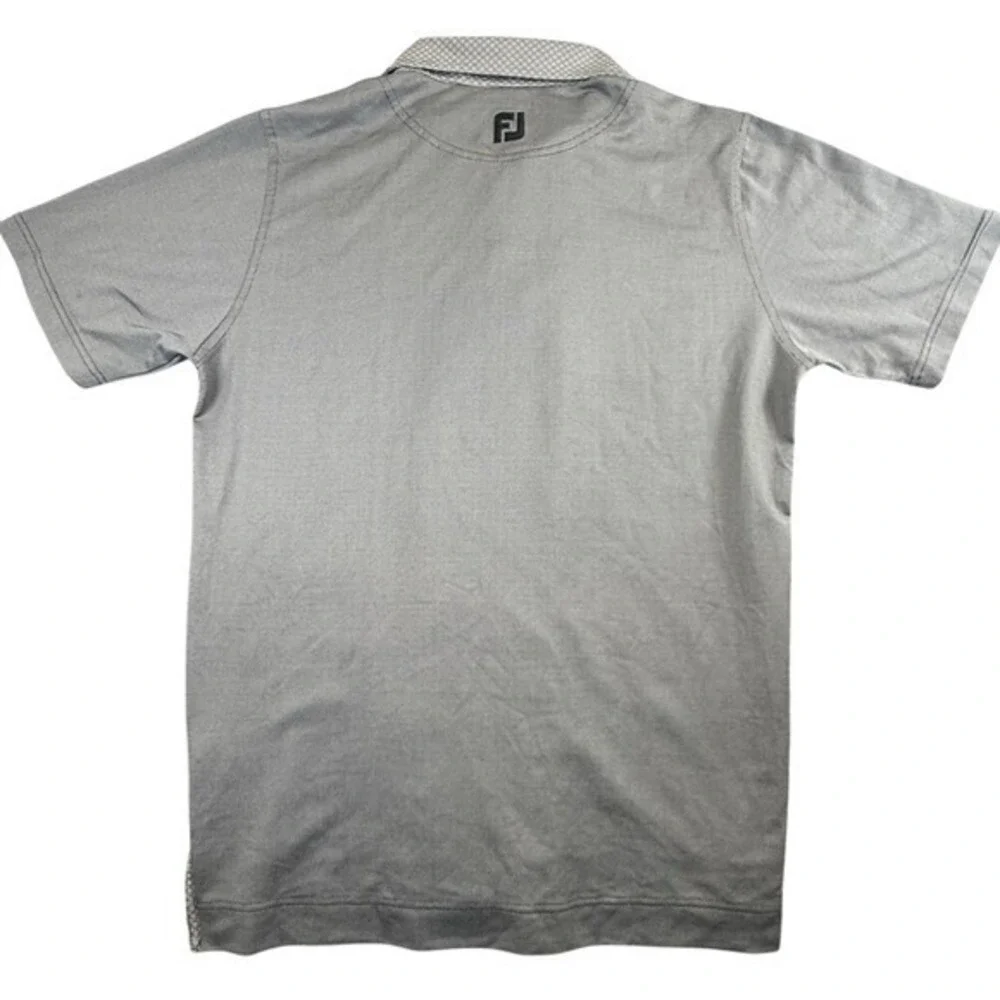 FootJoy Gray White Pattern Golf Polo Men's Medium Athletic Fit Short Sleeve‎